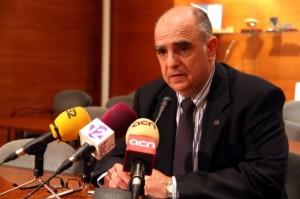 El rector de la URV, Francesc Xavier Grau, aquest dilluns en roda de premsa després del Consell de Govern.