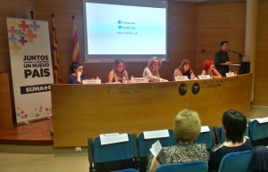 Vallet, Vallverdú, Forns, Ventura i Grau, durant el debat organitzat per Súmate. Foto: JM.Salvat